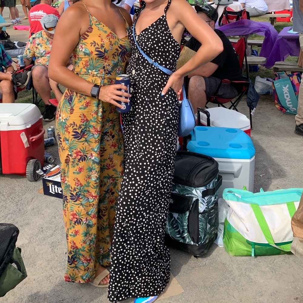 Main Strip Wide Leg Polkadot Jumpsuit